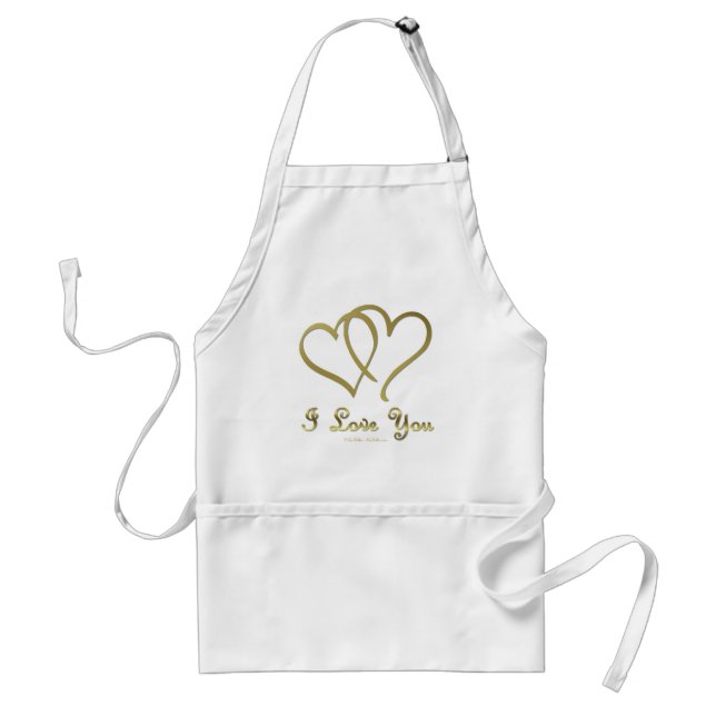 Delantal Corazones de oro entrelazados te amo (Frente)