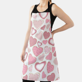 DELANTAL CORAZONES DÍA DE SAN VALENTÍN PASTEL PINK Y BLANCO