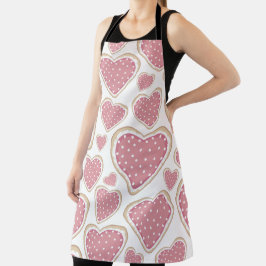 DELANTAL CORAZONES DÍA DE SAN VALENTÍN PASTEL PINK Y BLANCO
