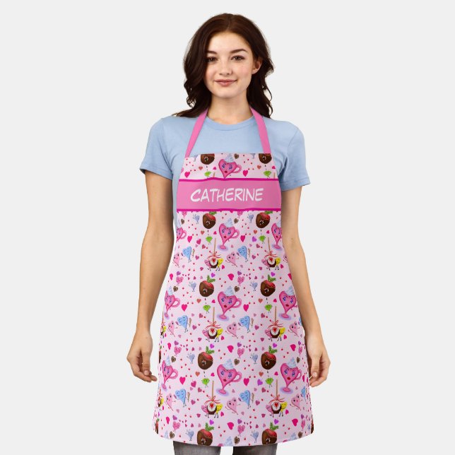 Delantal Corazones Dulces Kawaii y Chocolate (Gastado)