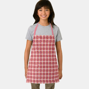 Delantal Corazones geométricos y flores rosa niños