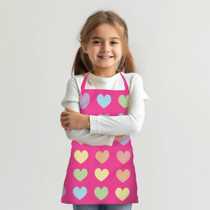 Delantal Corazones Pastel grandes en rosa caliente