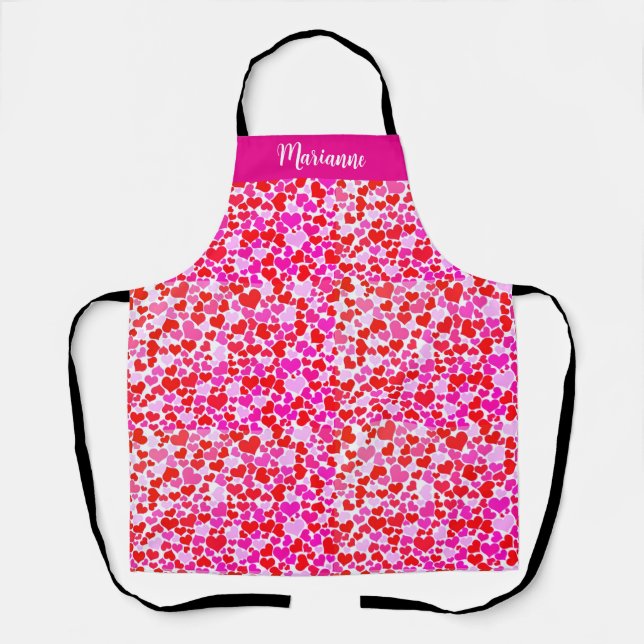 Delantal Corazones Rojo y Fuchsia (Anverso)