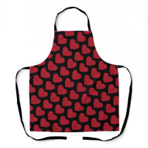 Corazones rojos con patrón de rayas sobre negro