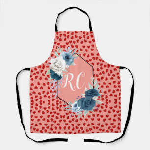 Delantal corazones rojos únicos en rosado y Personalizado d