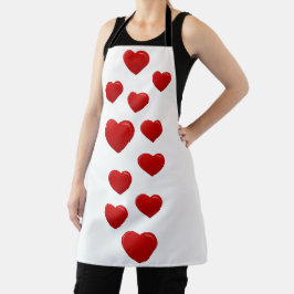 Delantal corazones rojos valentinos