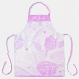 Delantal Corazones rosados y Rosas de época