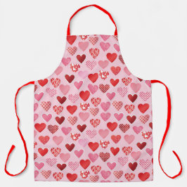 Delantal Corazones Rosas Y Rojos