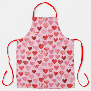 Delantal Corazones Rosas Y Rojos
