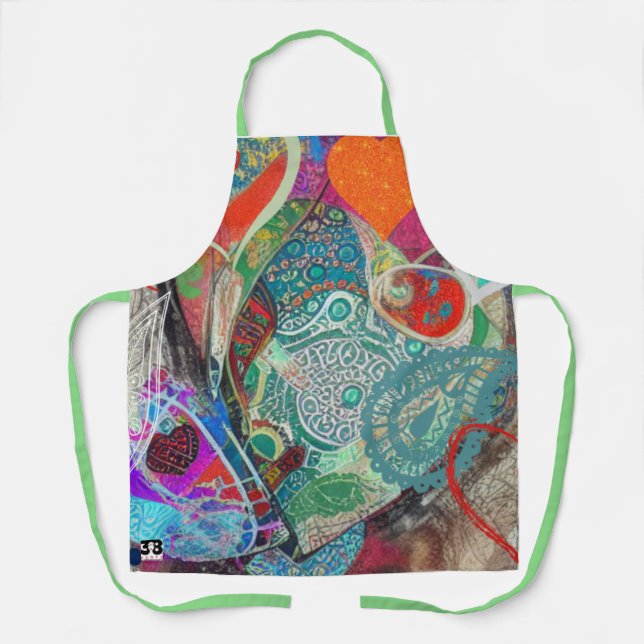 Delantal Corazones y paisley (Anverso)