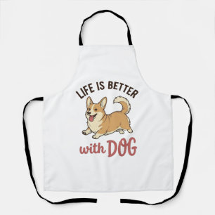 Delantal Corgi Adorable La Vida Es Mejor Con Diseño De Perr