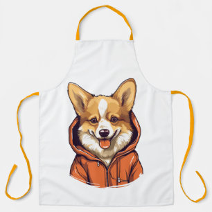Delantal Corgi Divertido con Sudadera