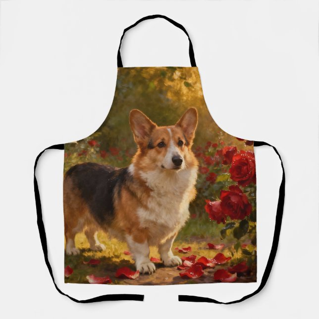 Delantal Corgi en las Rosas V (Anverso)