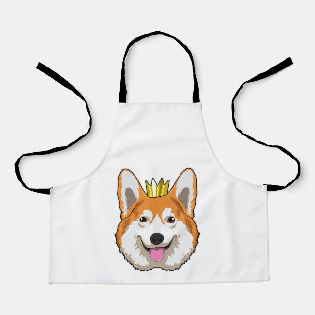 Delantal Corgi galés con corona (Anverso)