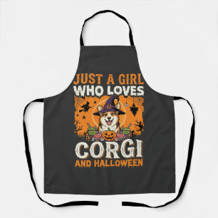 Delantal Corgi Halloween Bruja Niña Horror Vintage