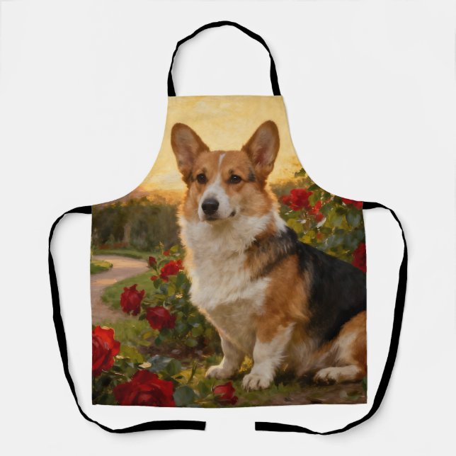 Delantal Corgi in the Roses II (Anverso)