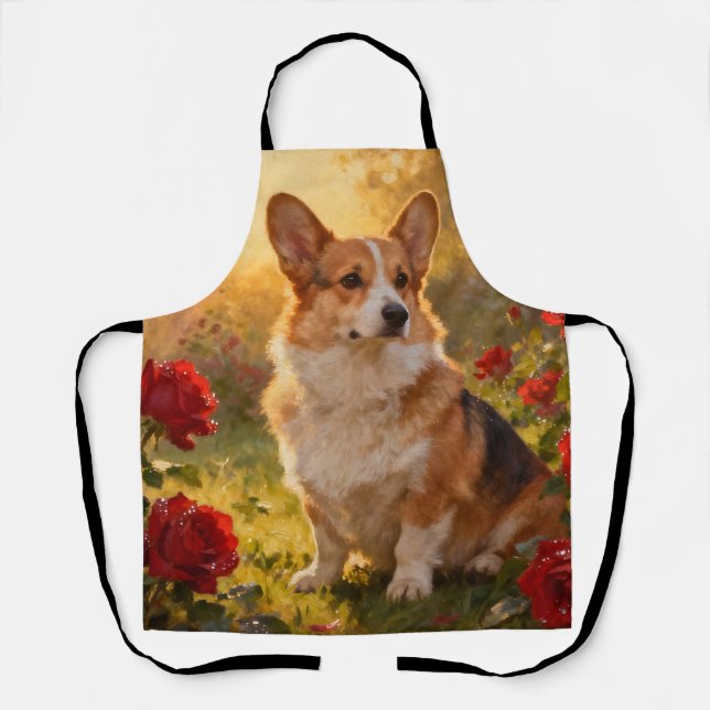 Delantal Corgi in the Roses III (Anverso)