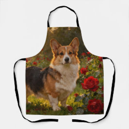Delantal Corgi in the Roses IV
