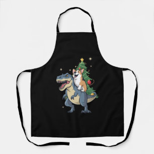 Delantal Corgi Navidad Dinosaurio Árbol Rex Fiesta Navidad