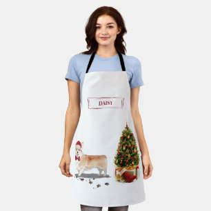 Delantal Corgi Navidades graciosos perro con árbol