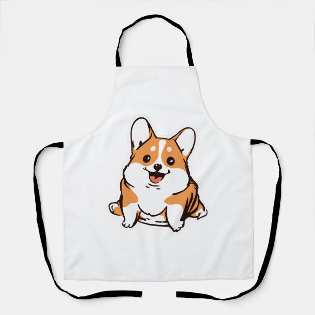 Delantal Corgi Puppy Cute Perro Lover Retro (Anverso)