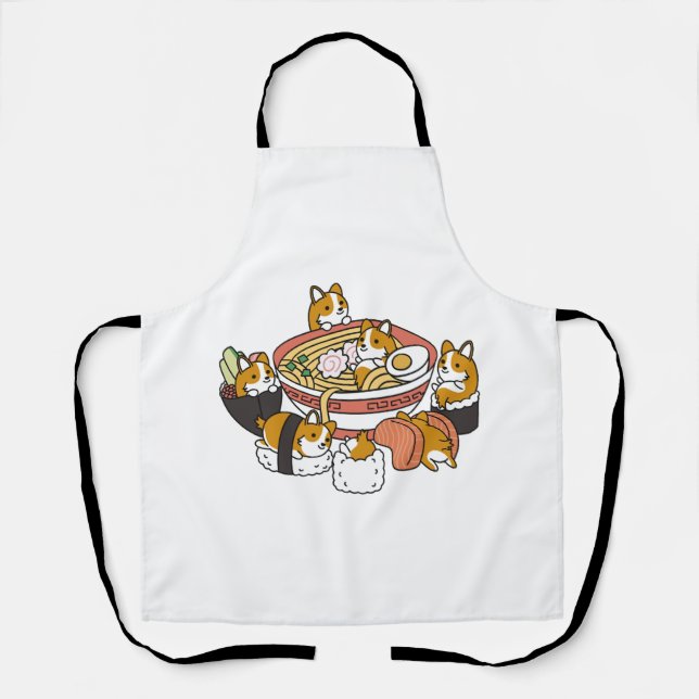 Delantal Corgi Ramen Sushi (Anverso)