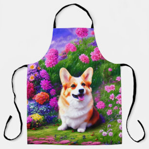 Delantal Corgi y Flores