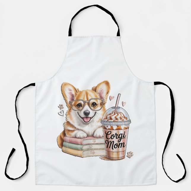 Delantal Corgis Libros y Café Helado para Perro (Anverso)