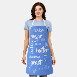 Delantal Cornflower Blue Baking Words Apron