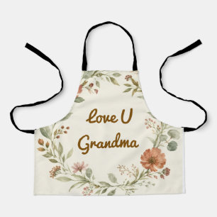 Delantal Corona floral personalizada para abuela regalo