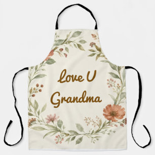 Delantal Corona floral personalizada para abuela regalo