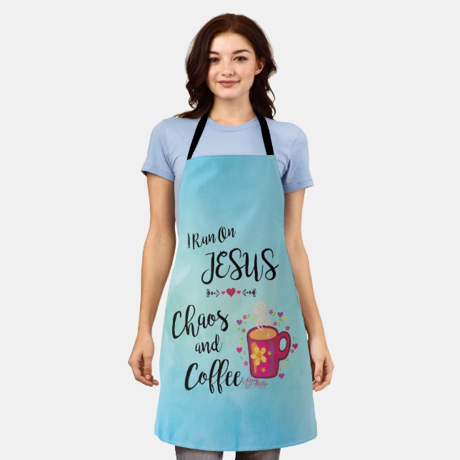 Delantal Corro Con Jesús, Caos Y Café Apron (Gastado)