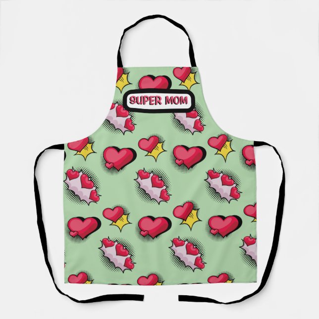 Delantal Cortos corazones rosados nombre personalizado (Anverso)