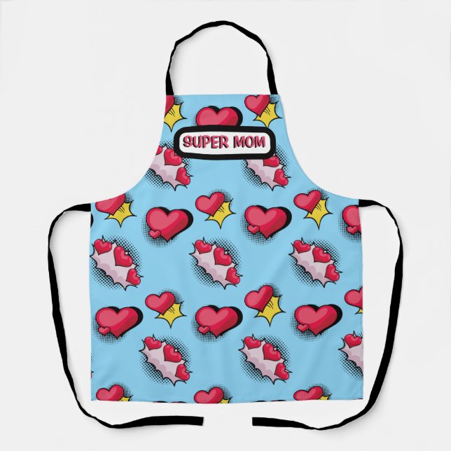 Delantal Cortos corazones rosados nombre personalizado (Anverso)