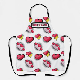 Delantal Cortos corazones rosados nombre personalizado