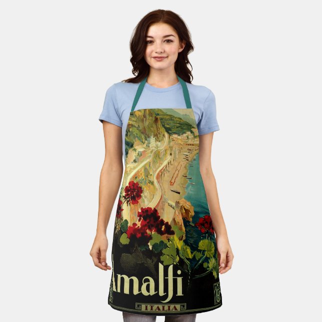 Delantal Costa Italiana de Amalfi, Poster de Viajes de la V (Gastado)