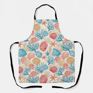 Delantal Costa Rústica - Aguas marinas, pez estrella, arrec