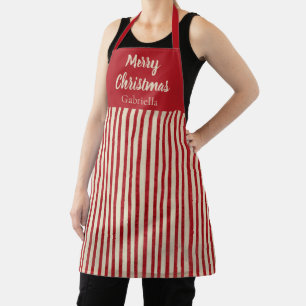 Delantal Costumbre de Feliz Navidad nombre franja roja
