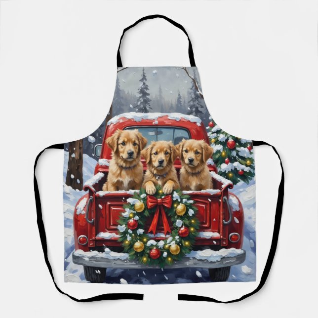 Delantal Coton de Tulear Christmas Red Truck Holiday (Anverso)
