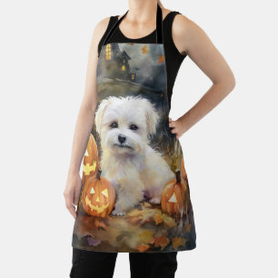 Delantal Coton De Tulear de Halloween con Calabazas Espeluz