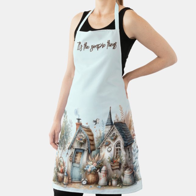 Delantal Cottage Haven Floral Homes Illustration (in situ)