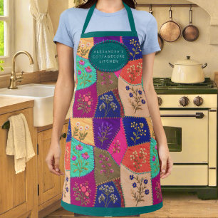 Delantal Cottagecore Floral Bordado Parcheado Embroidered