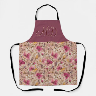 Delantal Cottagecore floral vintage bordado rosa
