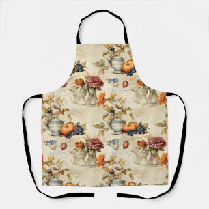 Delantal Cottagecore Taza de té de calabaza Floral Otoñal