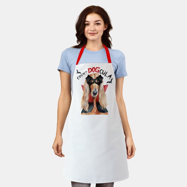 Delantal Count DOGcula Afghan Hound Dog Funny Halloween (Gastado)