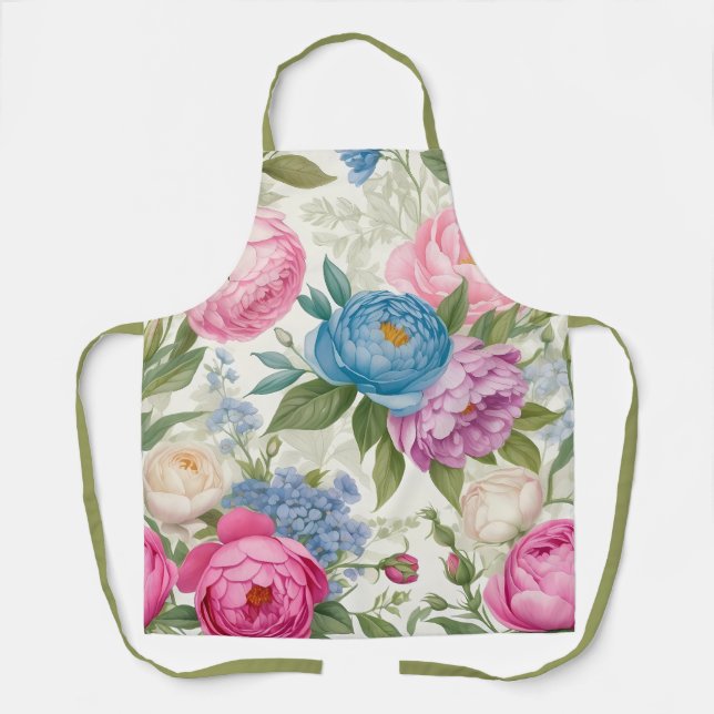 Delantal Country Garden Rosas Y Peonies Floral (Anverso)