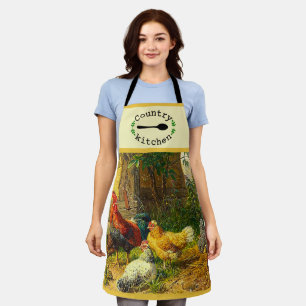 Delantal Country Kitchen Farmyard Rooster Hens Apron