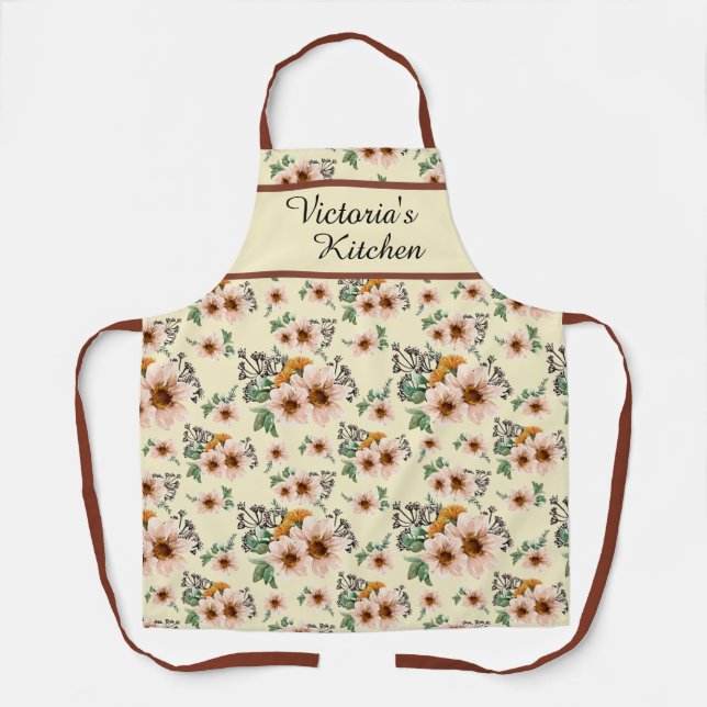 Delantal Country Pink and Rust Floral All-Over Print Apron (Anverso)