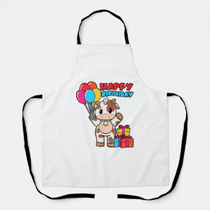 Delantal Cow Birday Balloon Thatleman Farmer Cute B