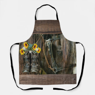 Delantal Cowboy Caballo Boots Girasoles Rústica Junta de Pa